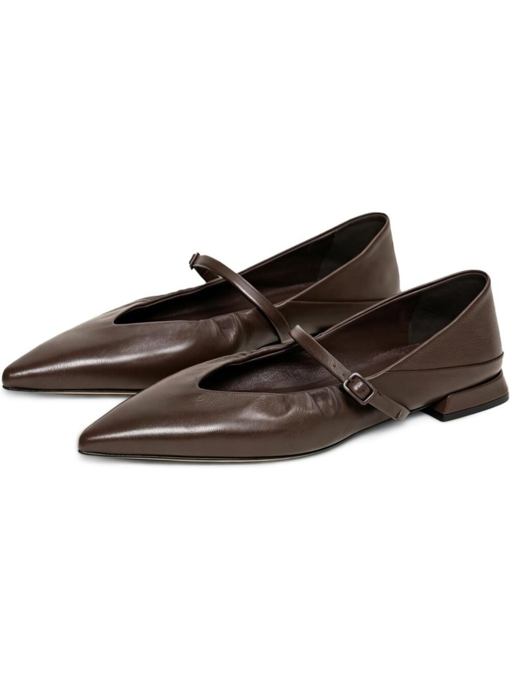 Women's Chocolate Mary Jane Pointed Toe Ballet Flats Foldable Office Dress Shoes